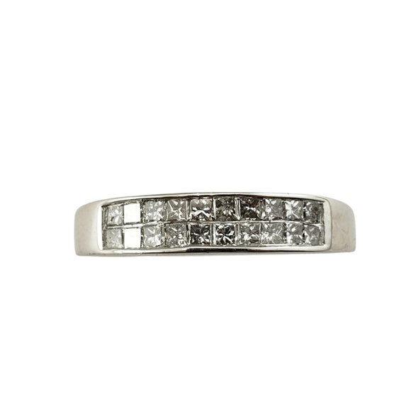 14 Karat White Gold Princess Cut Diamond Wedding Band Ring Size 7.25 #9977